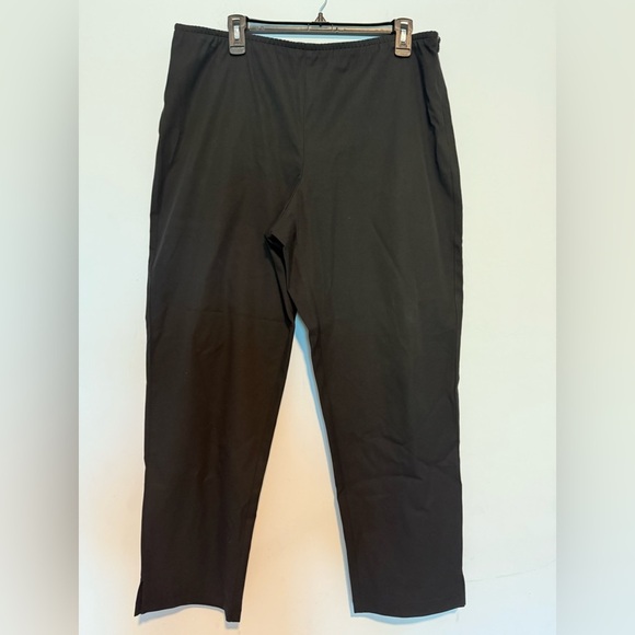EILEEN FISHER Black Pull On Elastic Waist Crop Pants Size XL Side Zipper - Picture 1 of 5
